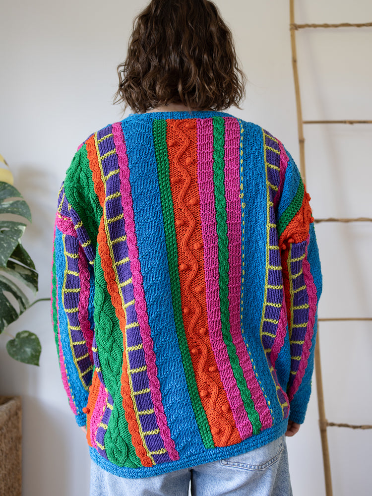80s Jaeger Funky Colourblock Jumper - XL