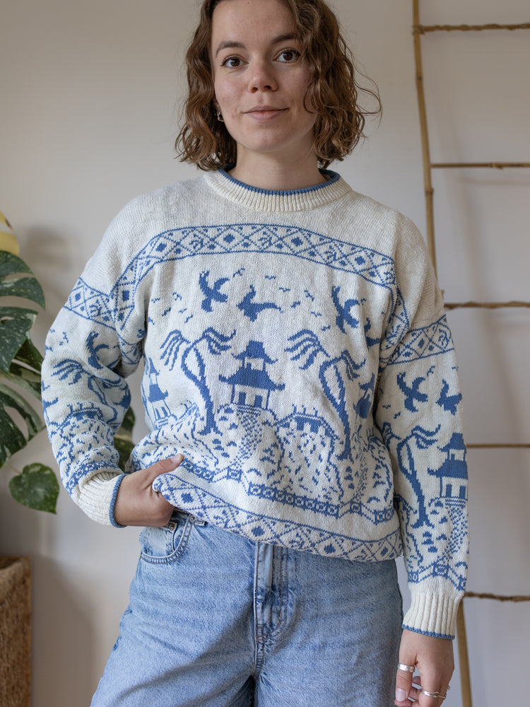 90s Concepts Chinoiserie Pattern Jumper - M