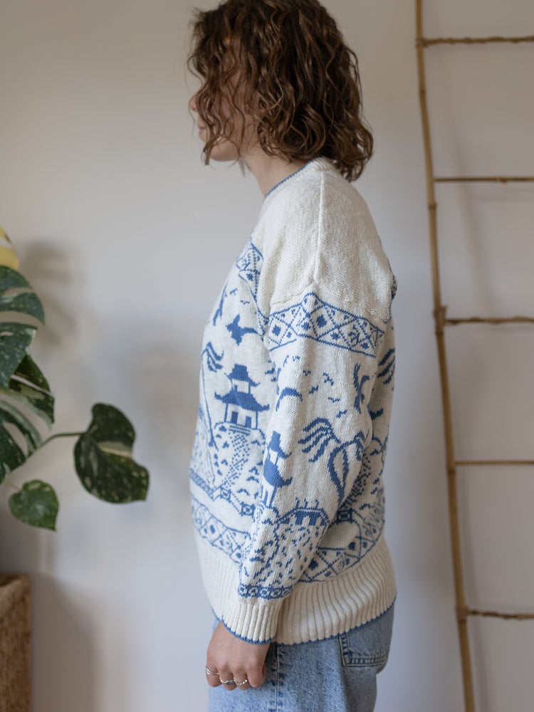 90s Concepts Chinoiserie Pattern Jumper - M