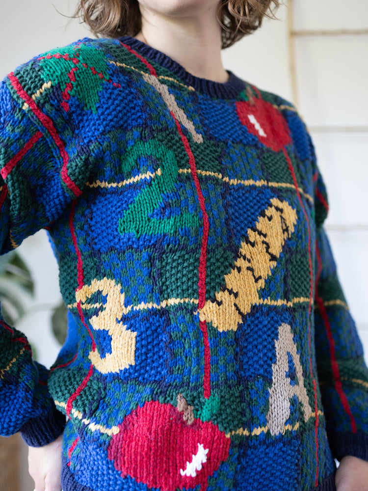 90s School Themed Cotton Jumper - S