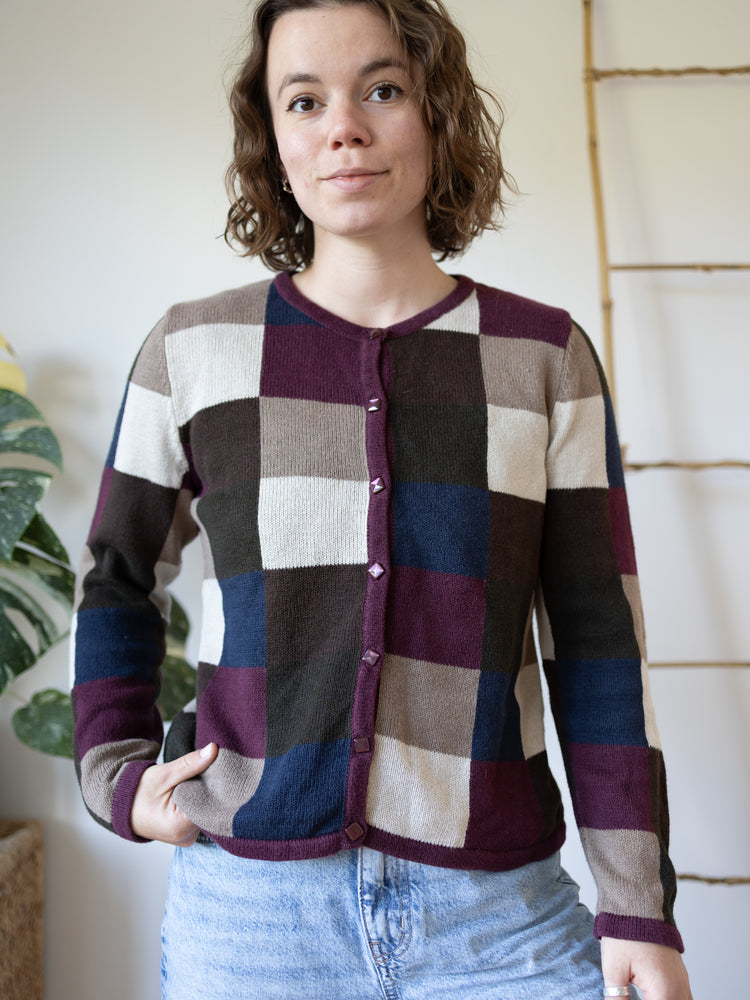 90s Christopher & Banks Patchwork Cardigan - S