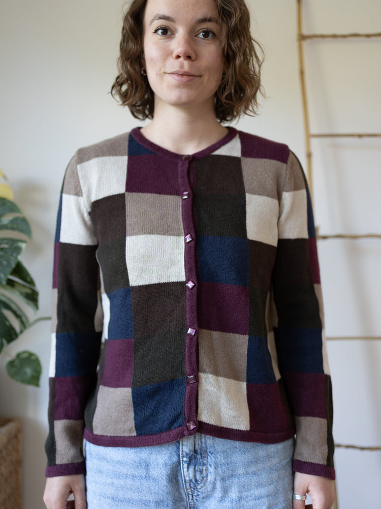 90s Christopher & Banks Patchwork Cardigan - S