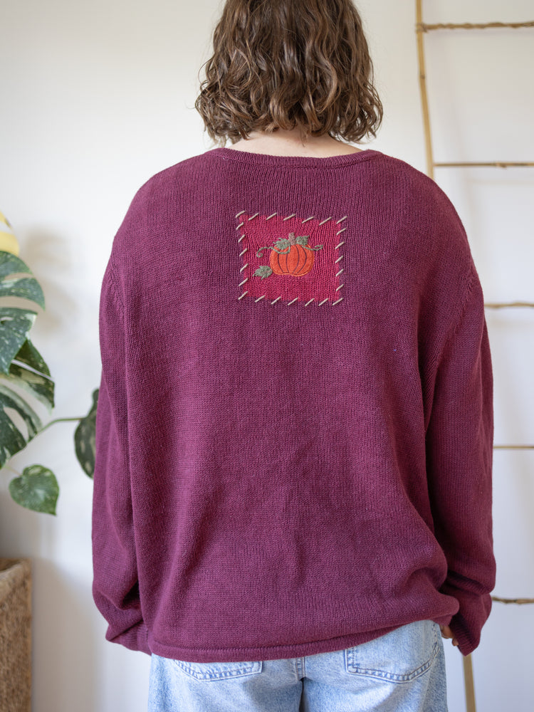 90s Croft & Barrow Autumn Patchwork Cardigan - XL