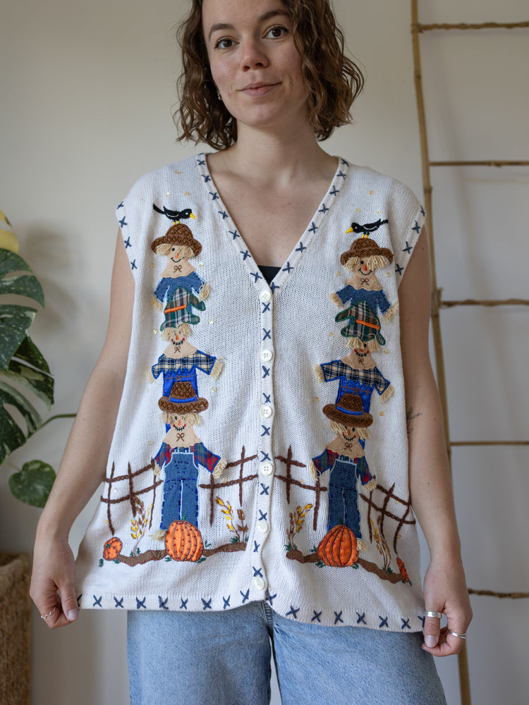 90s Scarecrow Embroidered Vest - XL