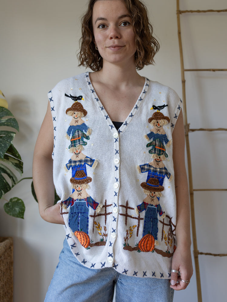 90s Scarecrow Embroidered Vest - XL