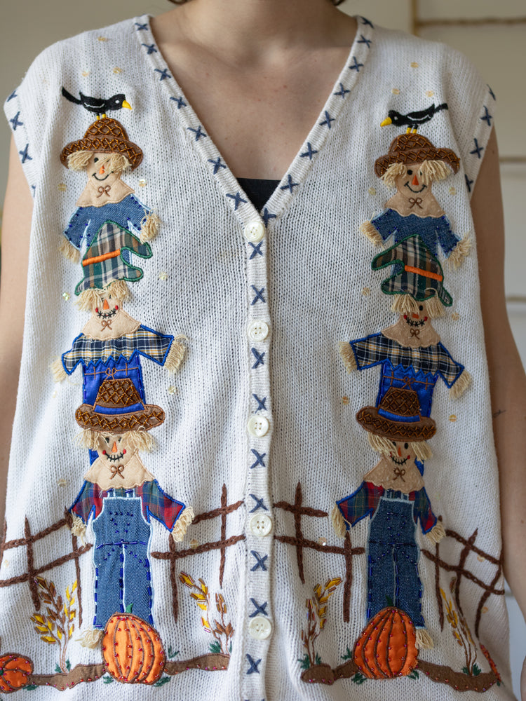 90s Scarecrow Embroidered Vest - XL