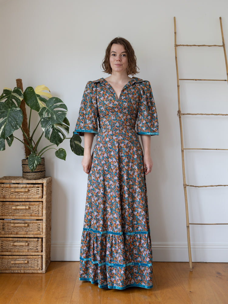 70s Valerie Goad Ditsy Floral Maxi Dress - XS