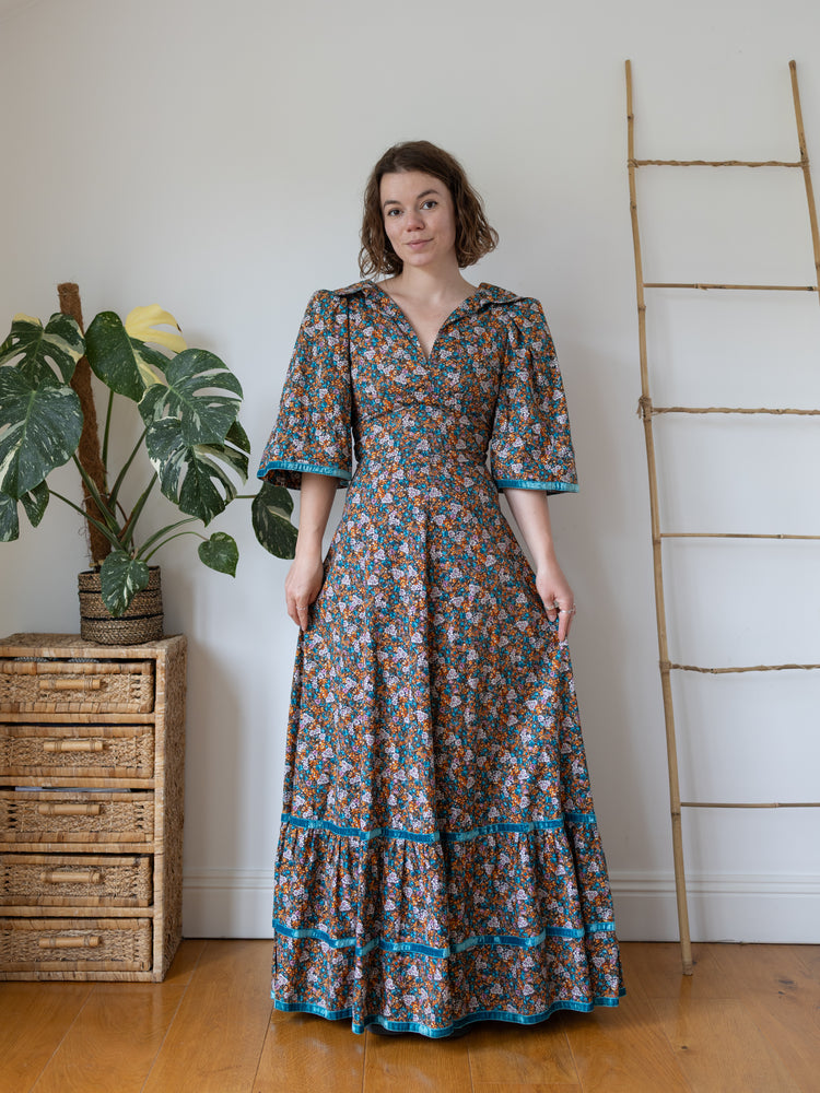 70s Valerie Goad Ditsy Floral Maxi Dress - XS