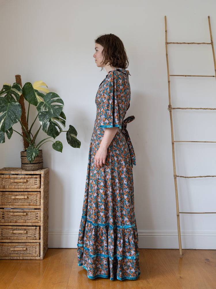 70s Valerie Goad Ditsy Floral Maxi Dress - XS