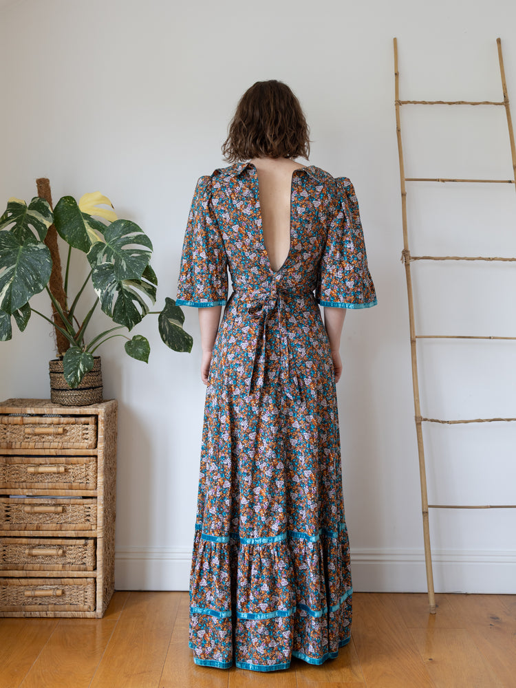 70s Valerie Goad Ditsy Floral Maxi Dress - XS