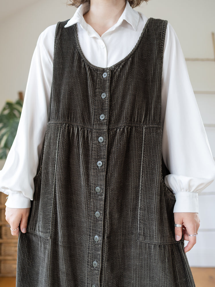 90s Chunky Cord Green Dress - L