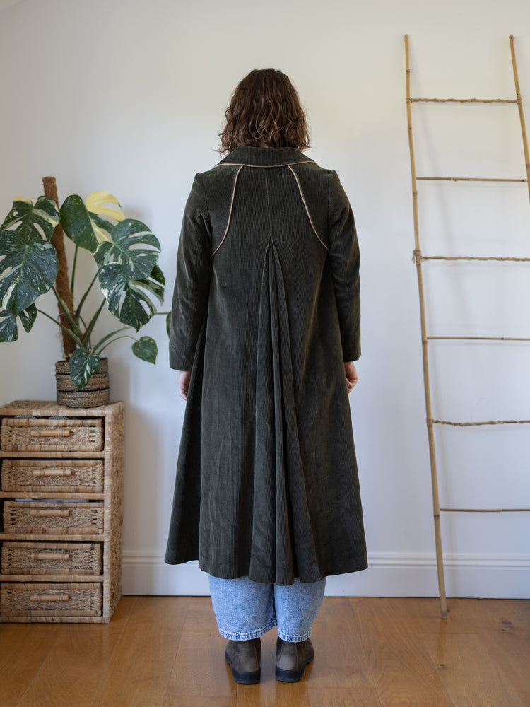 70s Olive Green Cord Coat - XS/S