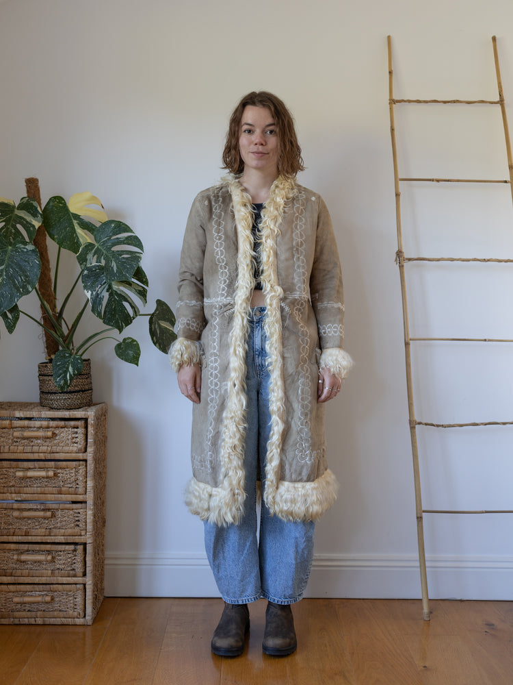 70s Genuine Afghan Sheepskin Coat - S