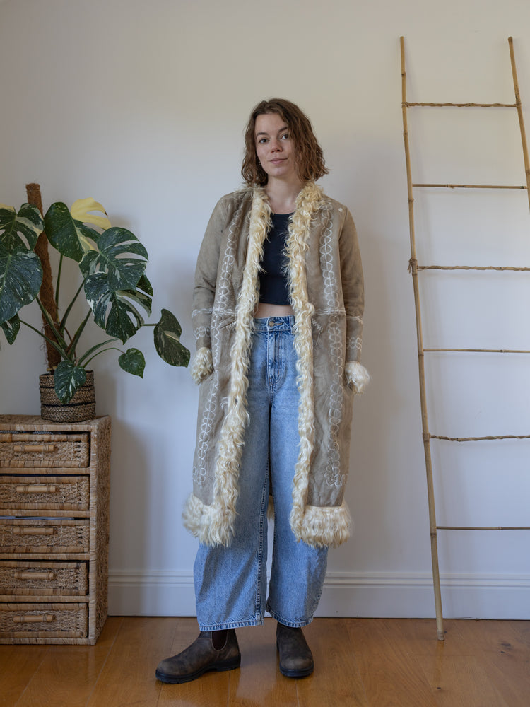 70s Genuine Afghan Sheepskin Coat - S