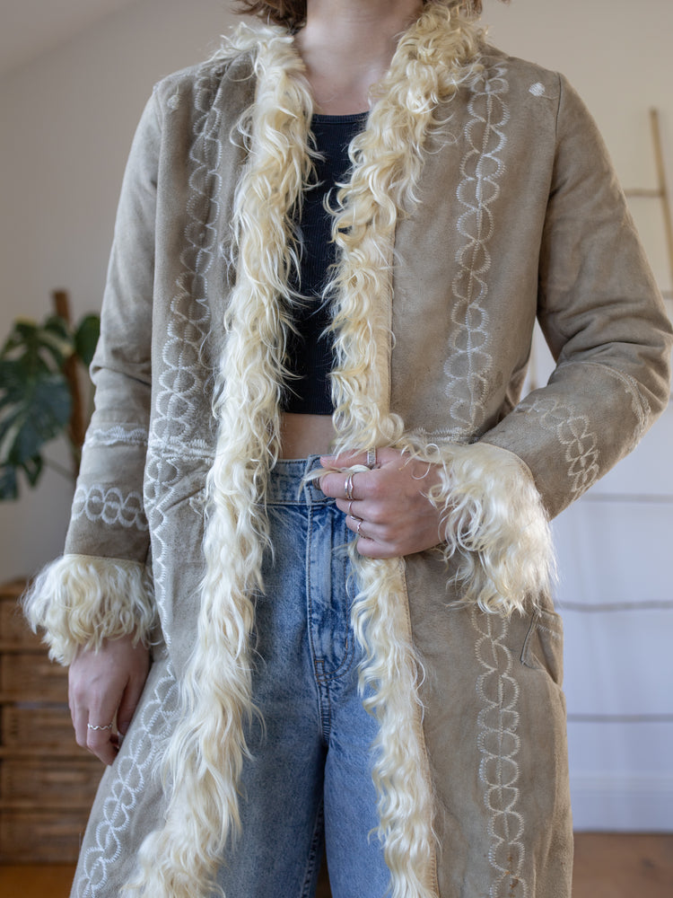 70s Genuine Afghan Sheepskin Coat - S