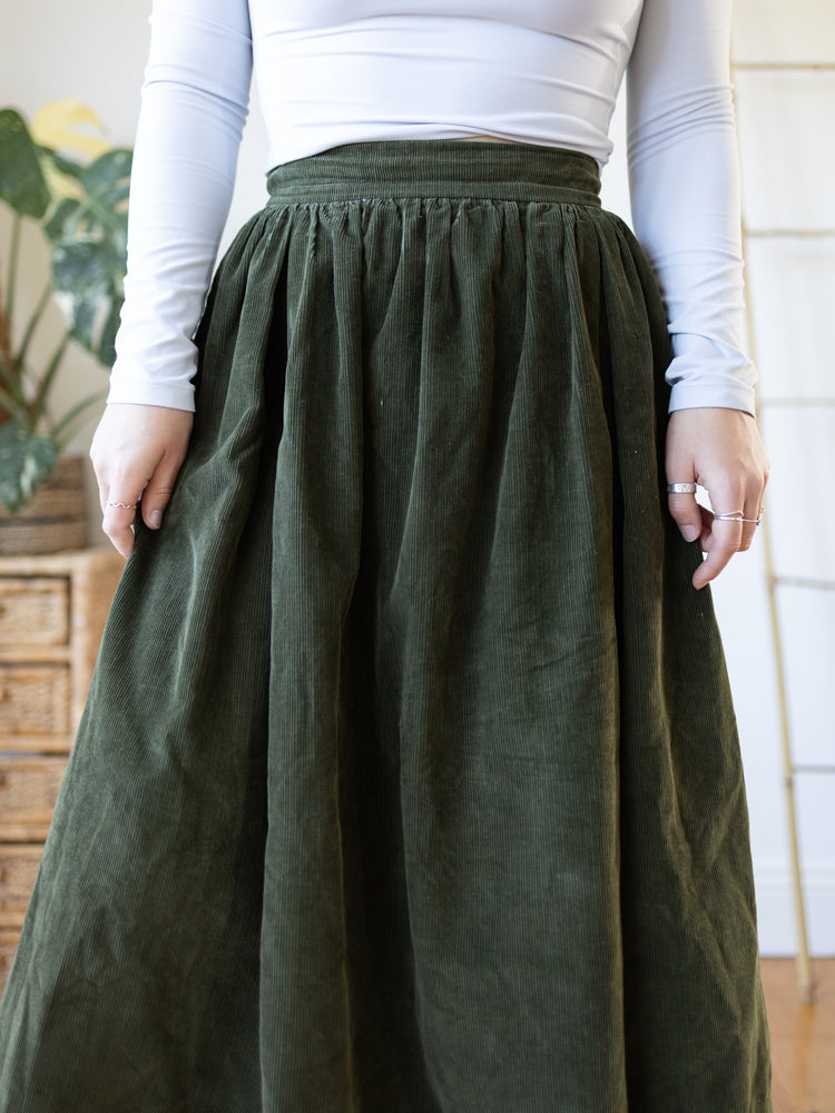 80s Green Cord Skirt - 26"