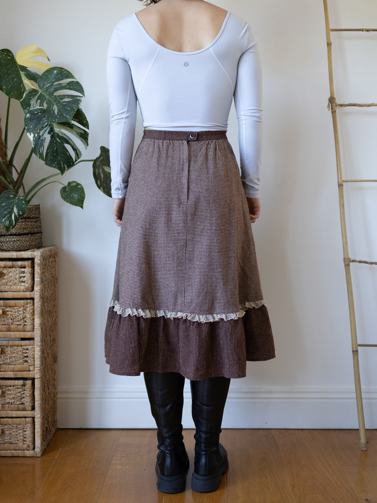 80s Marion Donaldson Patterned Midi Skirt - 28"