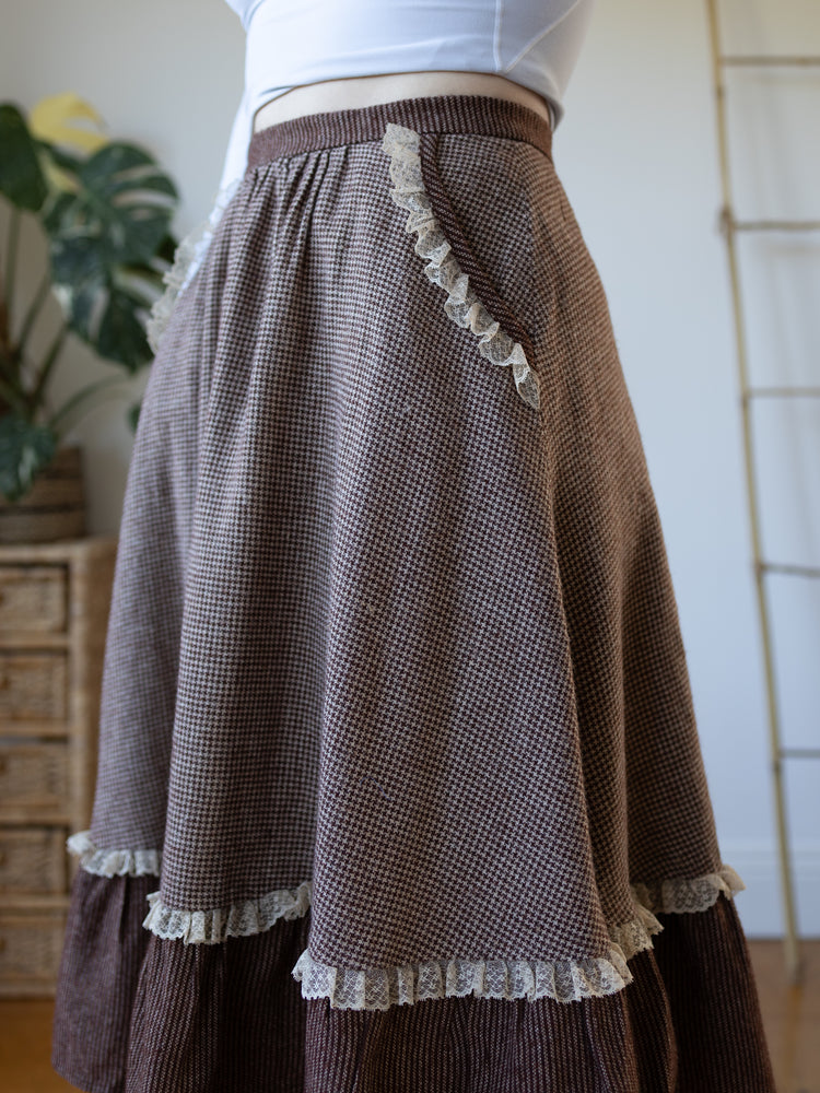 80s Marion Donaldson Patterned Midi Skirt - 28"