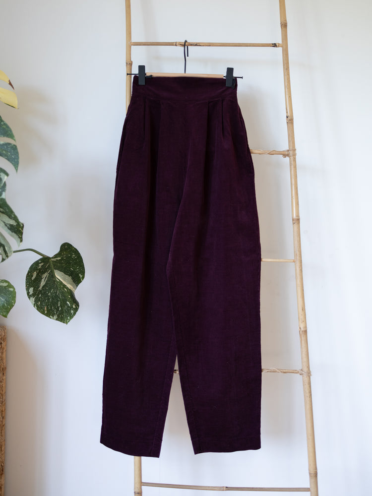 80s Wine Red Corduroy Trousers - XS