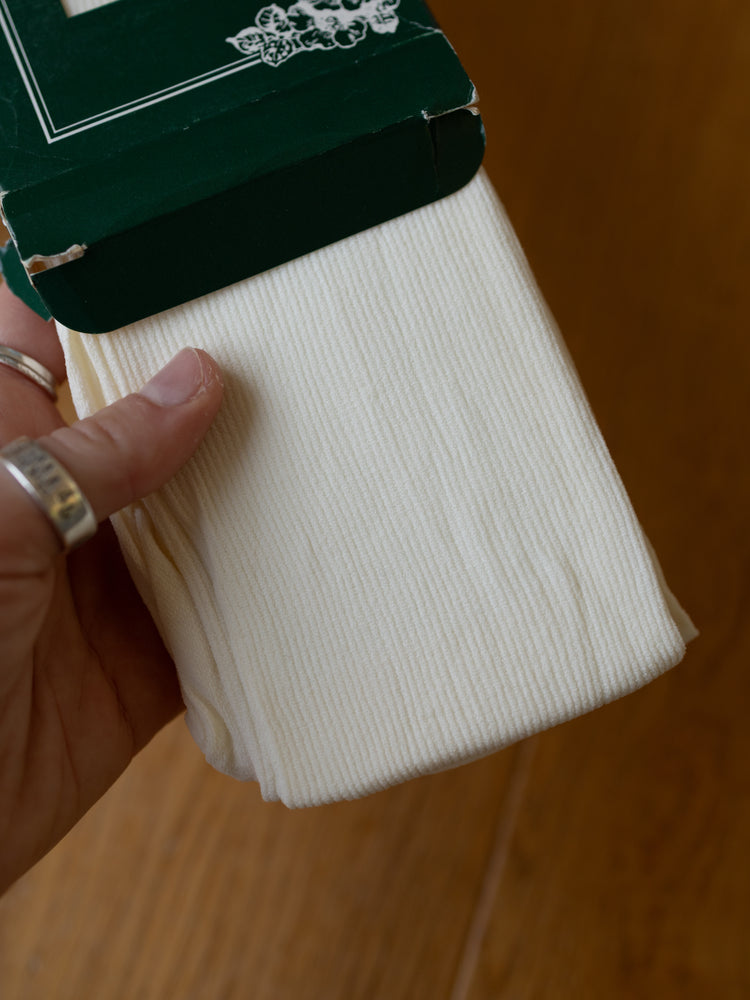 80s Laura Ashley Ribbed Tights Winter White - One Size