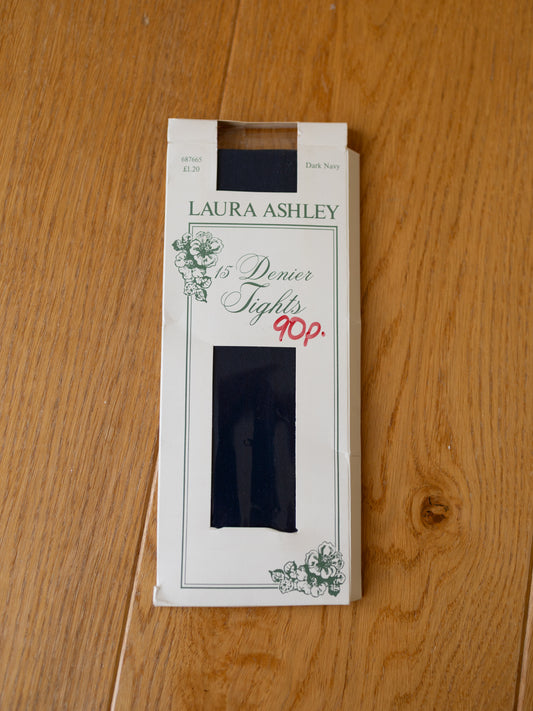 80s Laura Ashley 15 Denier Tights Dark Navy - One Size