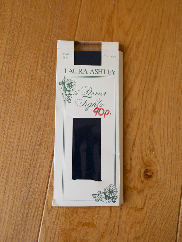 80s Laura Ashley 15 Denier Tights Dark Navy - One Size