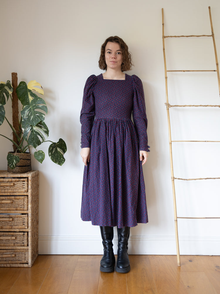 80s Laura Ashley Mushroom Print Cord Dress - S