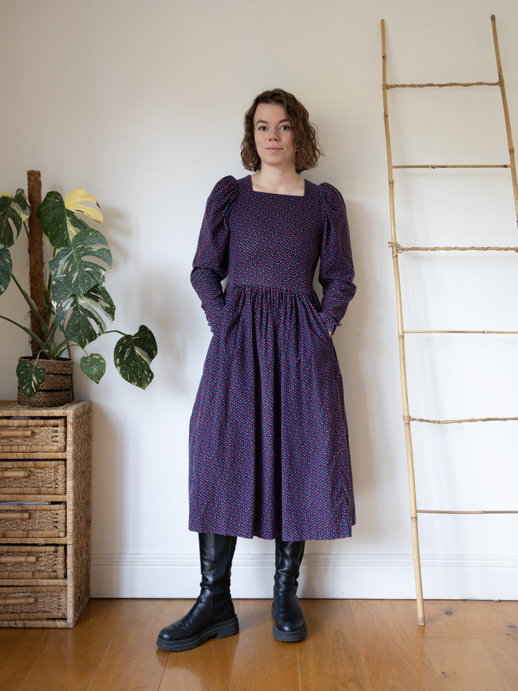 80s Laura Ashley Mushroom Print Cord Dress - S