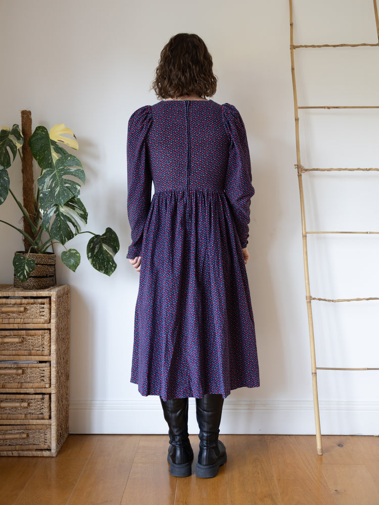 80s Laura Ashley Mushroom Print Cord Dress - S