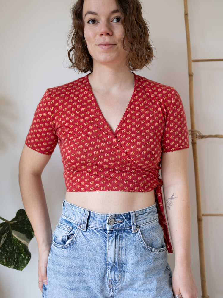90s Laura Ashley Ditsy Floral Wrap Top - S