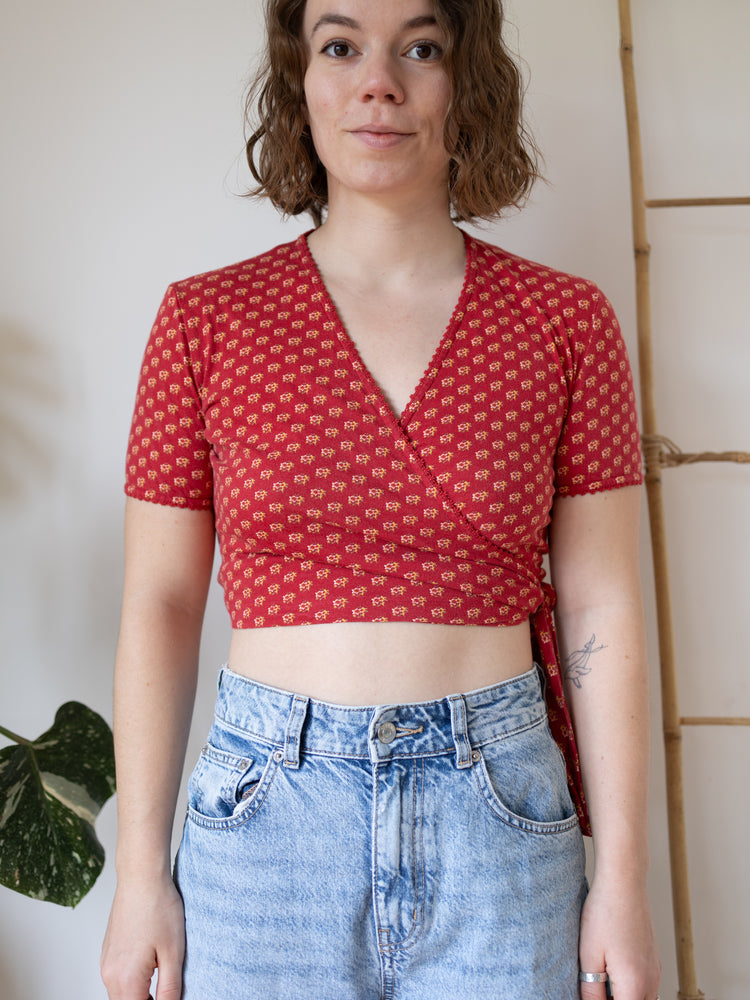 90s Laura Ashley Ditsy Floral Wrap Top - S