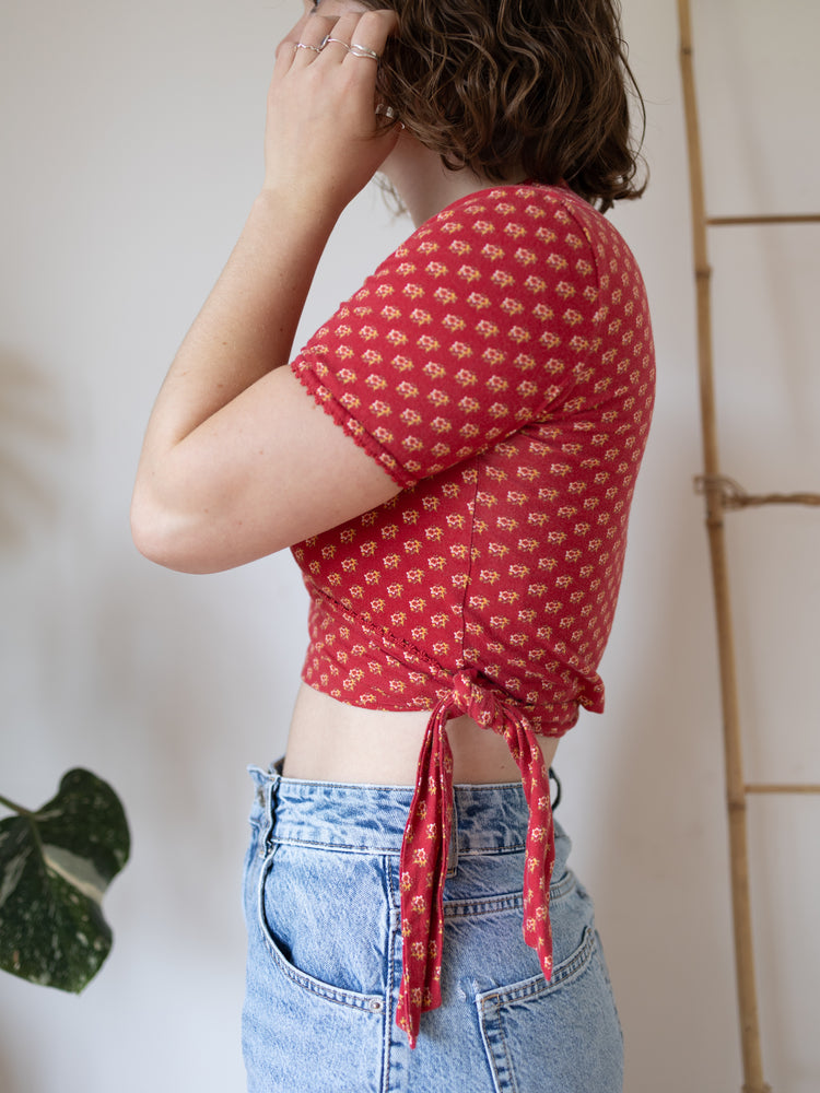 90s Laura Ashley Ditsy Floral Wrap Top - S
