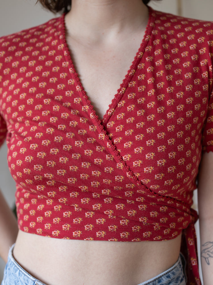 90s Laura Ashley Ditsy Floral Wrap Top - S