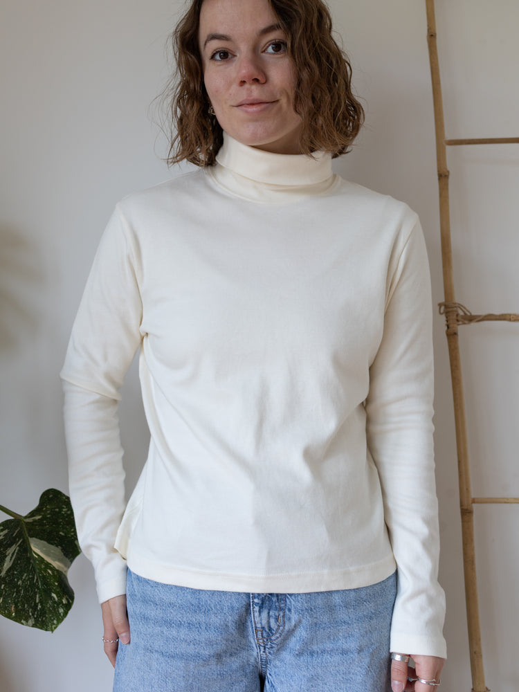 90s Laura Ashley White Turtleneck - L