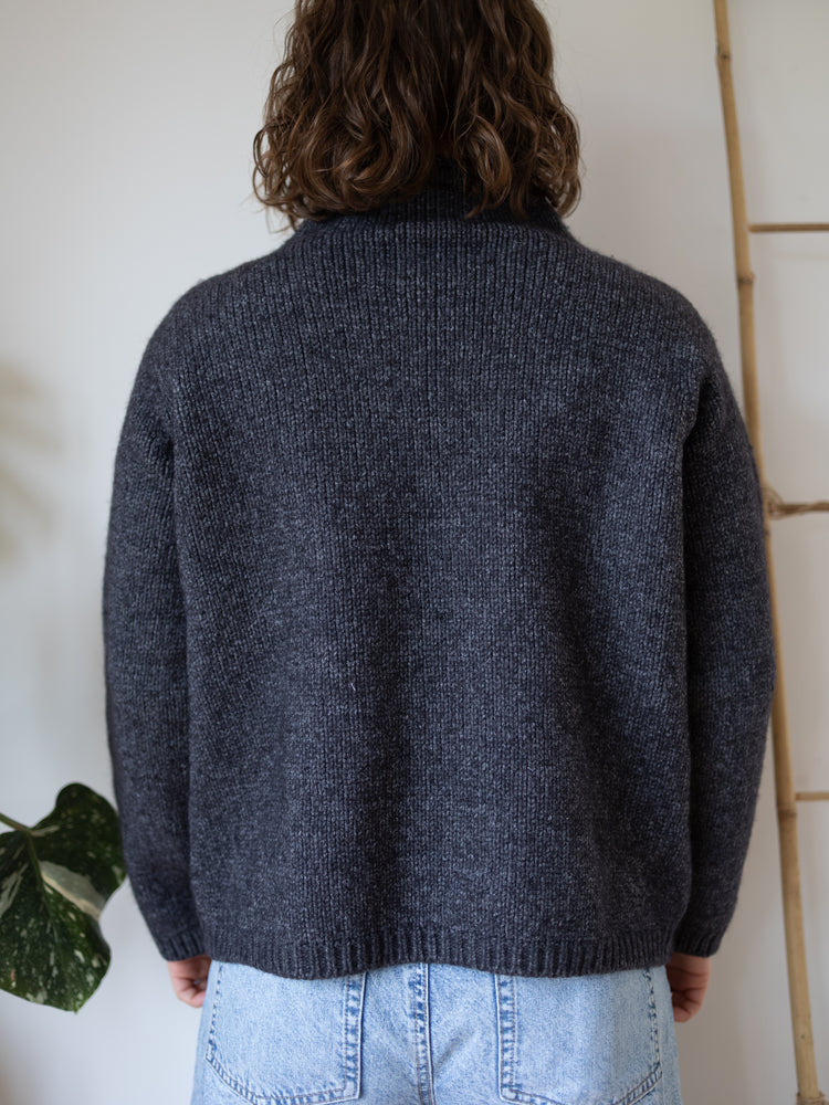 90s Laura Ashley Grey Cable Knit Jumper - L