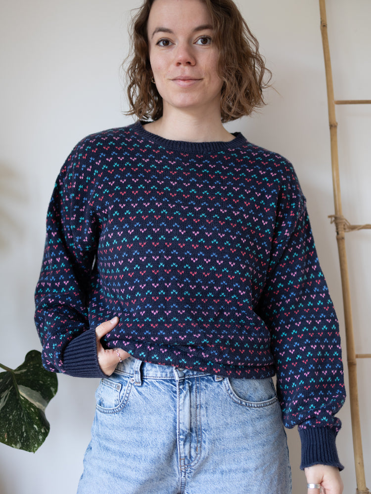 80s Laura Ashley Cotton Patterned Jumper - M