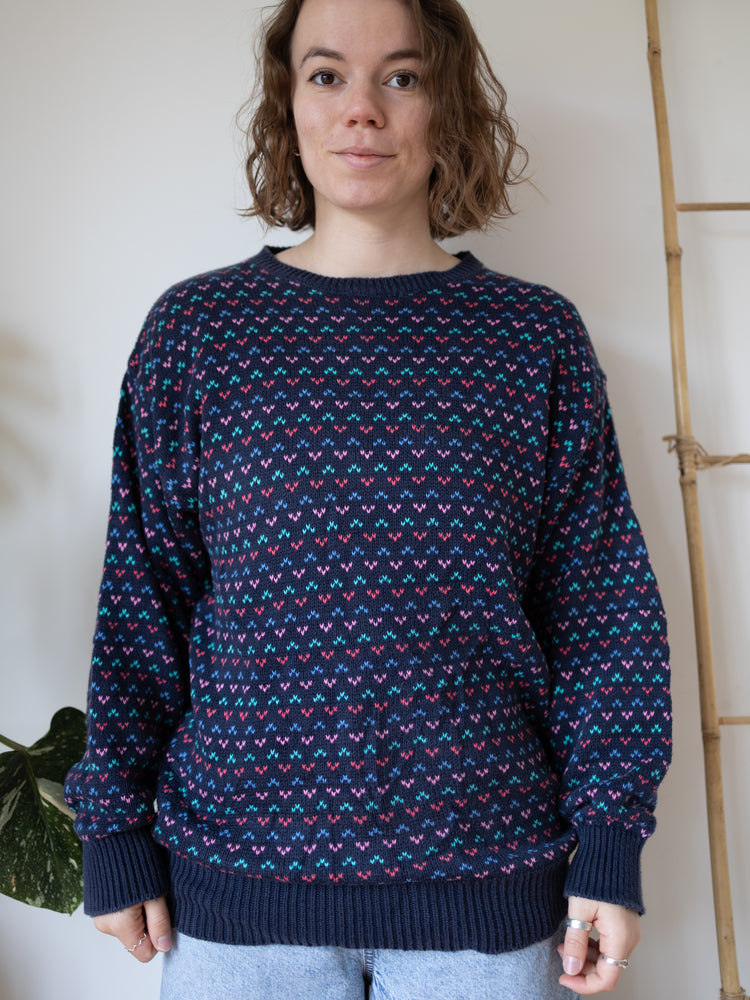 80s Laura Ashley Cotton Patterned Jumper - M