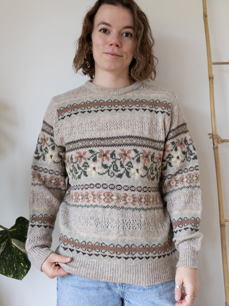 80s Laura Ashley Beige Wool Jumper - M