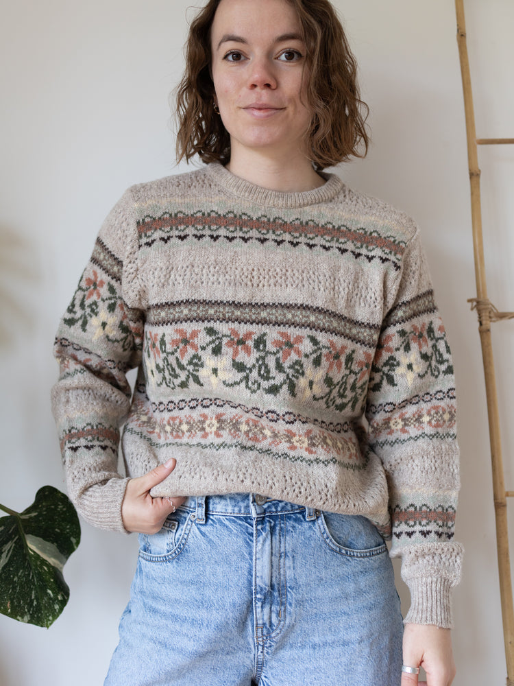 80s Laura Ashley Beige Wool Jumper - M