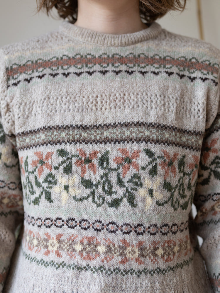 80s Laura Ashley Beige Wool Jumper - M