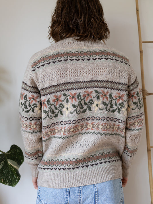 80s Laura Ashley Beige Wool Jumper - M