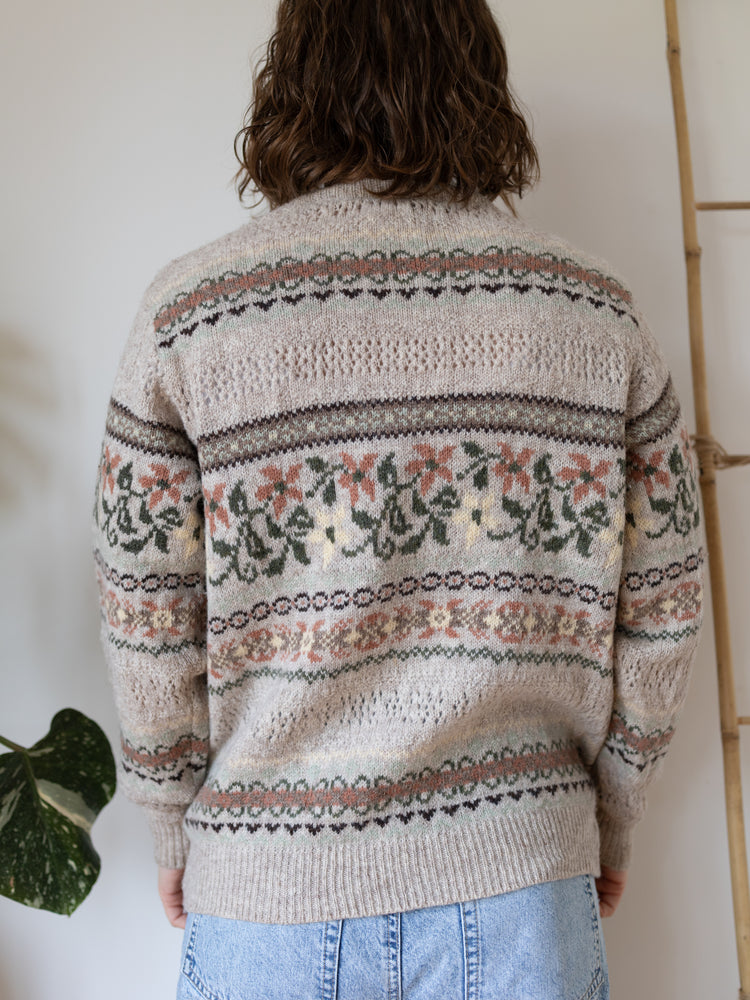 80s Laura Ashley Beige Wool Jumper - M