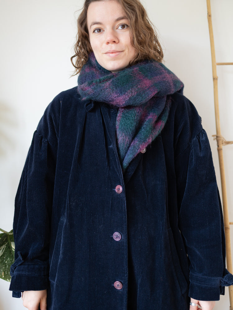 80s Mohair Tartan Scarf - One Size