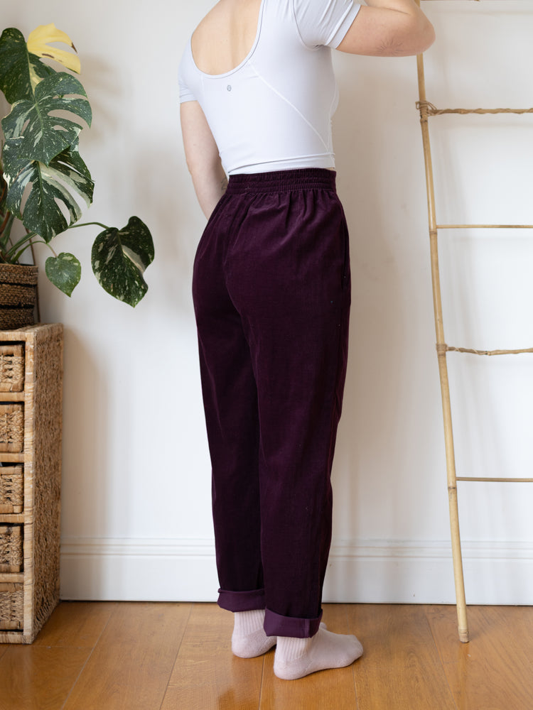 80s Wine Red Corduroy Trousers - S