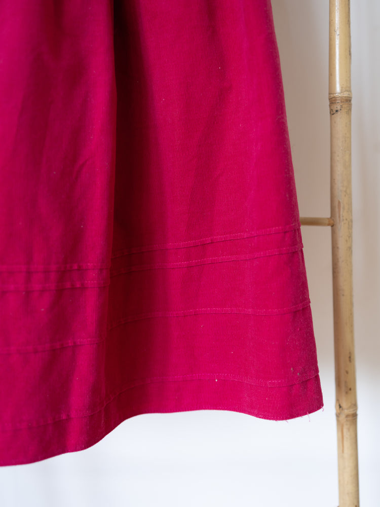 80s Laura Ashley Hot Pink Corduroy Skirt - 24"