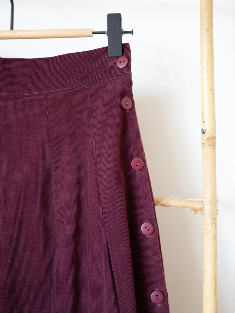 80s Laura Ashley Burgundy Corduroy Skirt - 25"