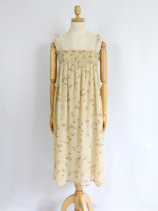 Palm Tree Smocked Beach Dress - XS