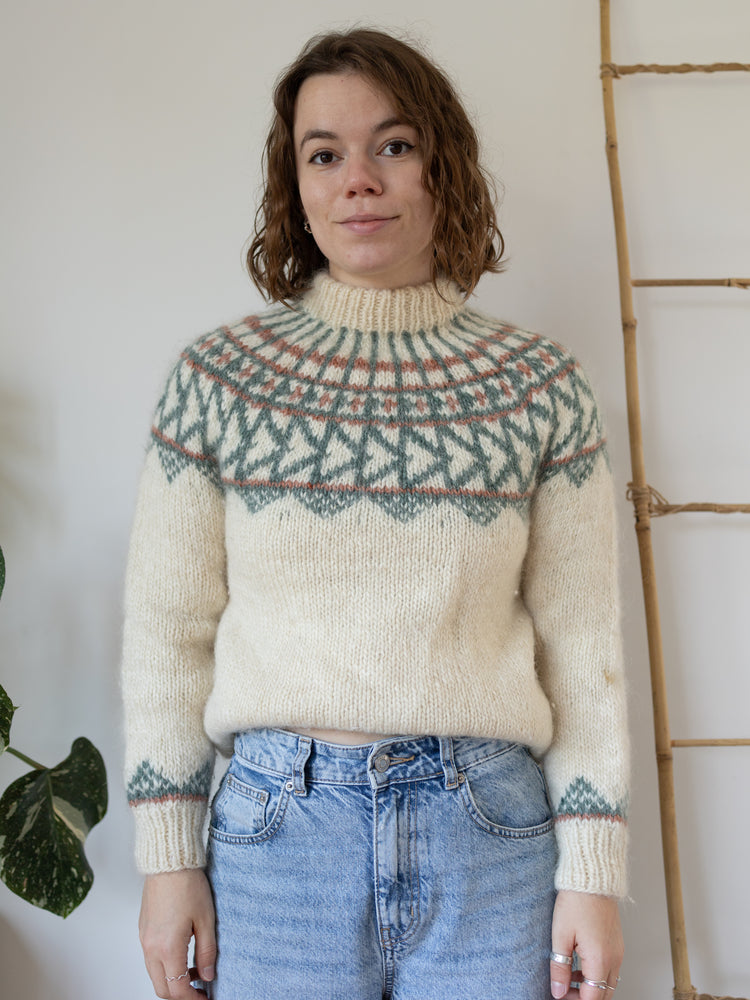 90s Pastel Icelandic Wool Jumper - S