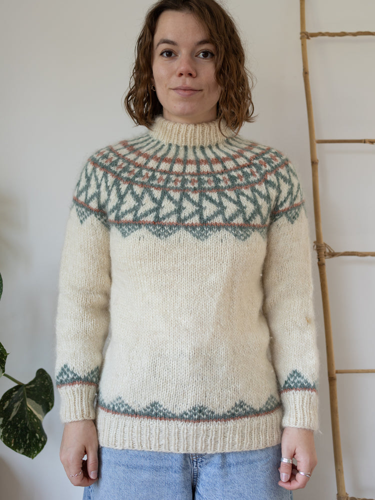90s Pastel Icelandic Wool Jumper - S
