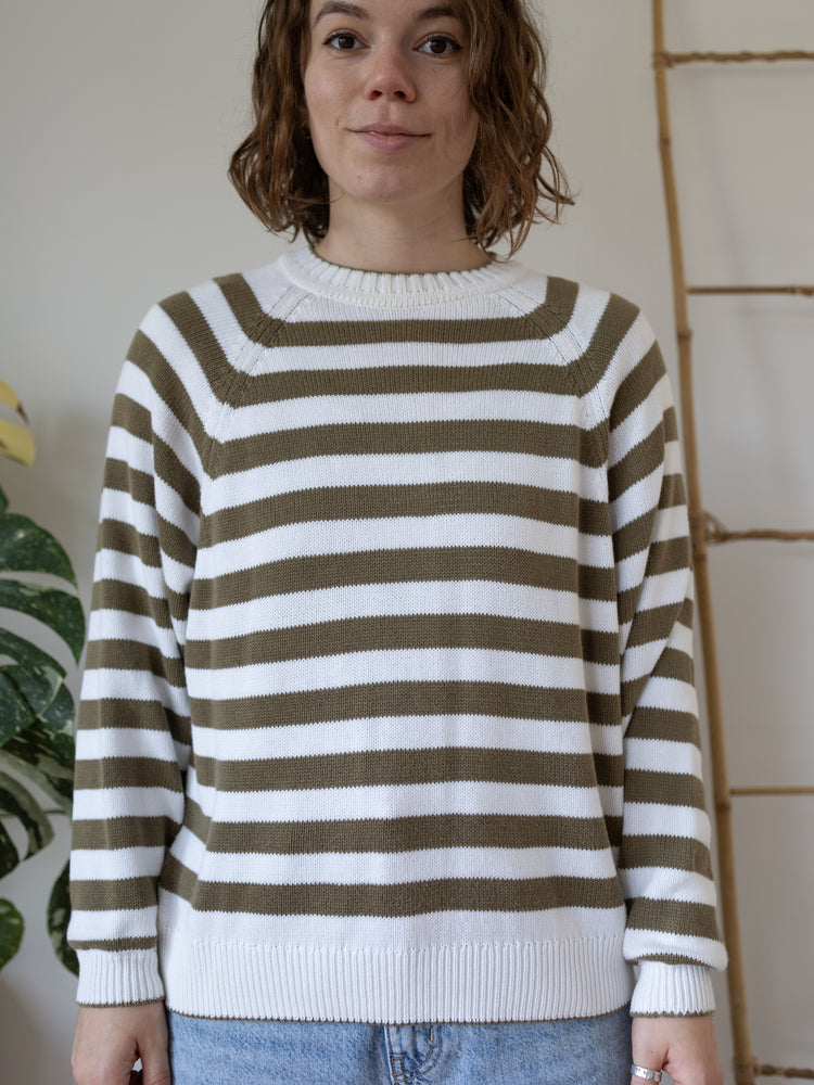 90s St Michael Striped Cotton Jumper - L